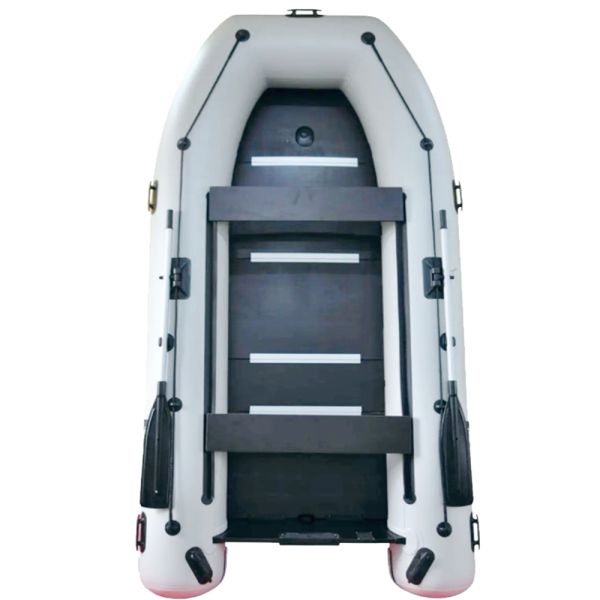 Лодка ПВХ надувная двухместная килевая под мотор Grif boat GM-270KFU Светло-серая